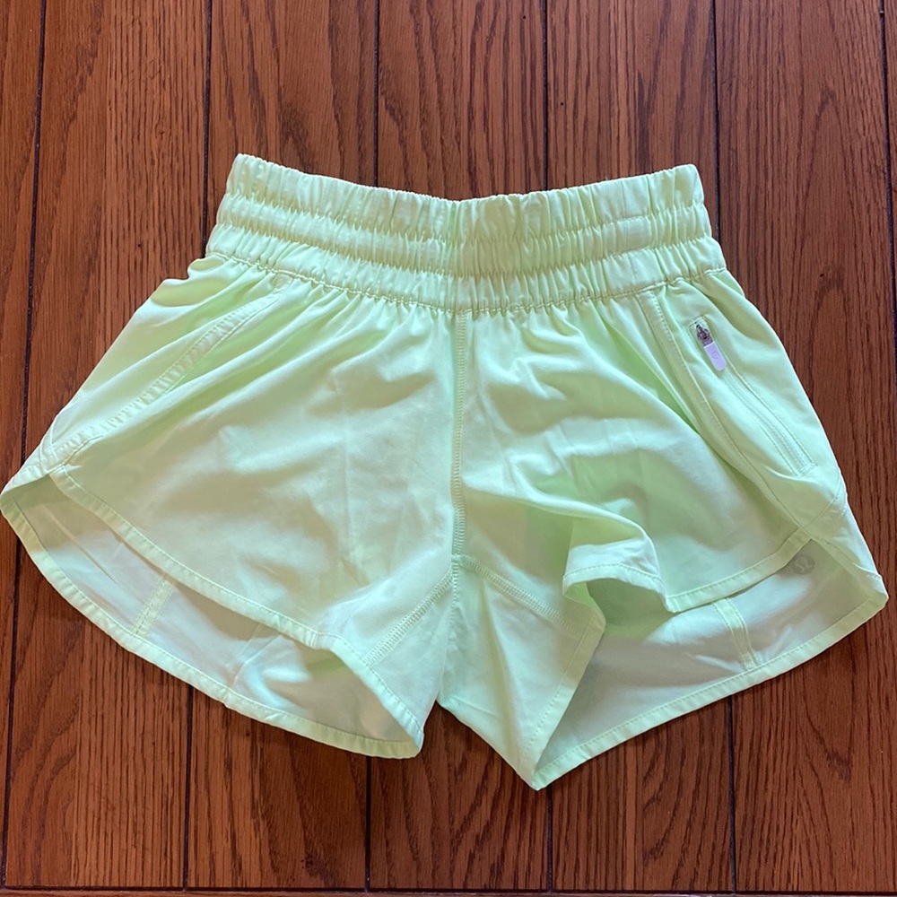 Neon yellow lululemon shorts